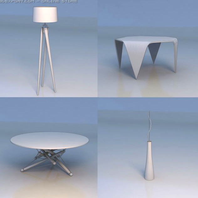 Floor light lamp table 3D Model