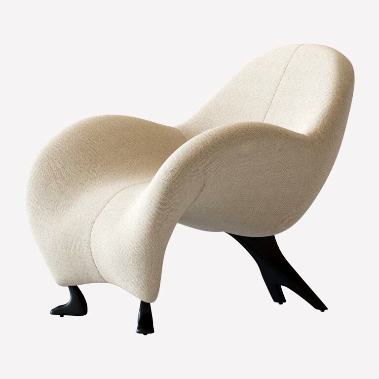 Papageno armchair by Leolux Upholstered in Bouclé Fabric Monza 00 (328464)