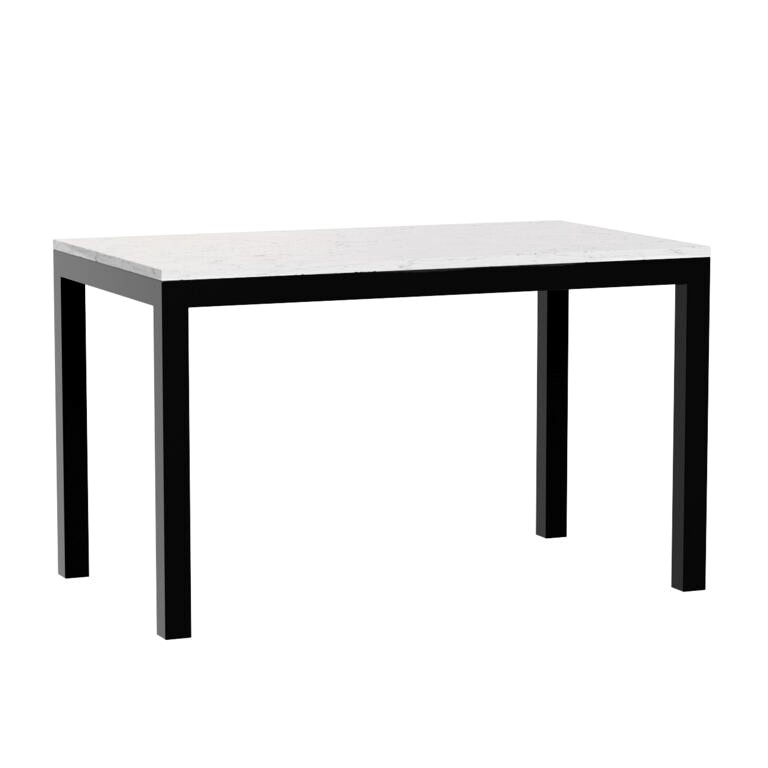 Parsons White Marble Top and Dark Steel Base Dining Table (327538)