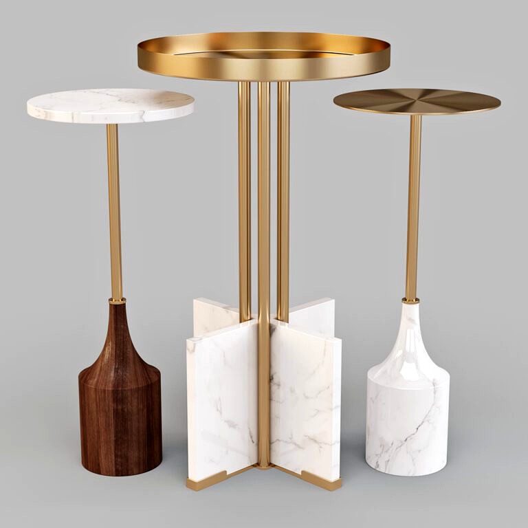 West Elm Marble & Brass and Hera Drink and Side Tables Set 01 (321613)