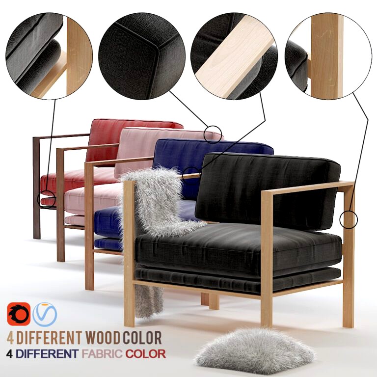 Fabric and wood armchair in 4 different color (311580)