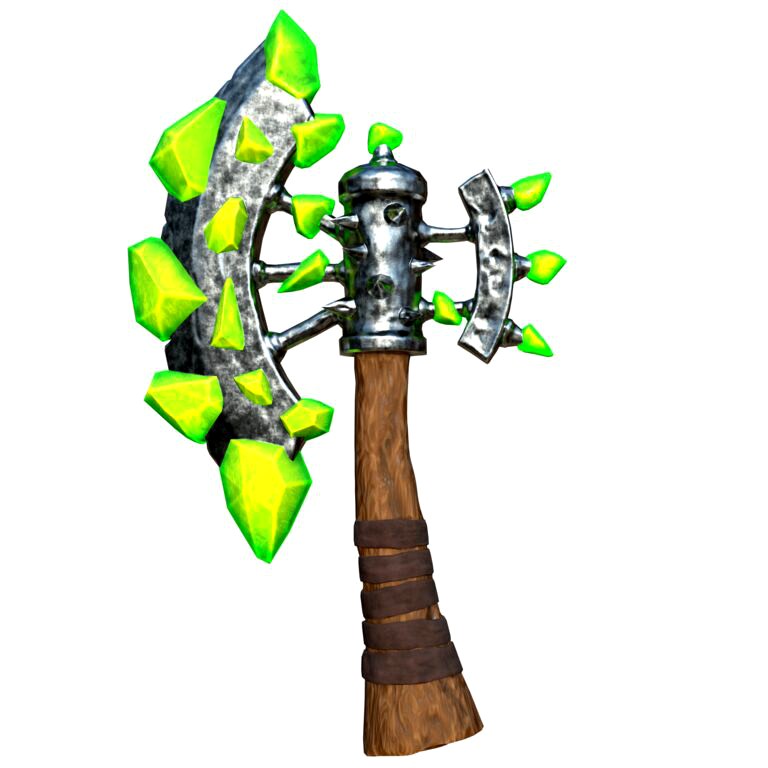Stylised Axe With Green Crystals (265335)