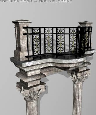 Ornate Balcony 3D Model