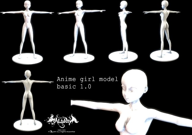 Anime girl basic body 3D Model