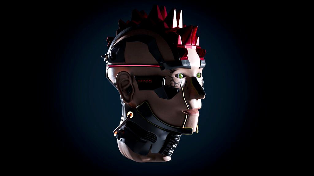 Cyberpunk implanted head (182341)