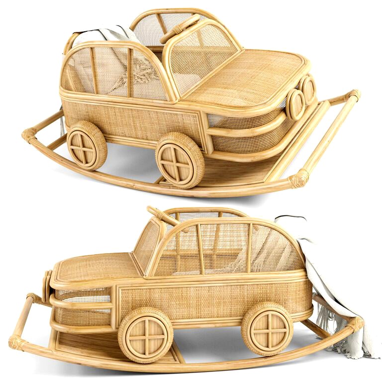 Kids Rattan BMW rocking armchair car (181826)