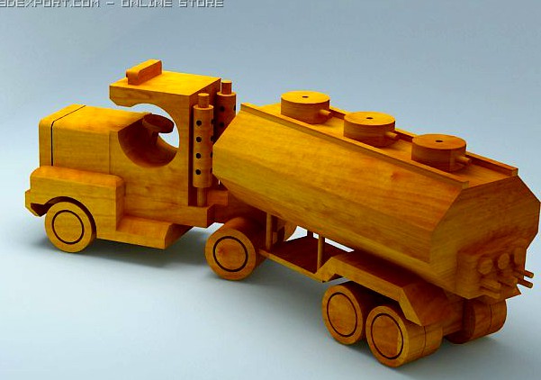 3d model of wood toy tank truck 3D Model