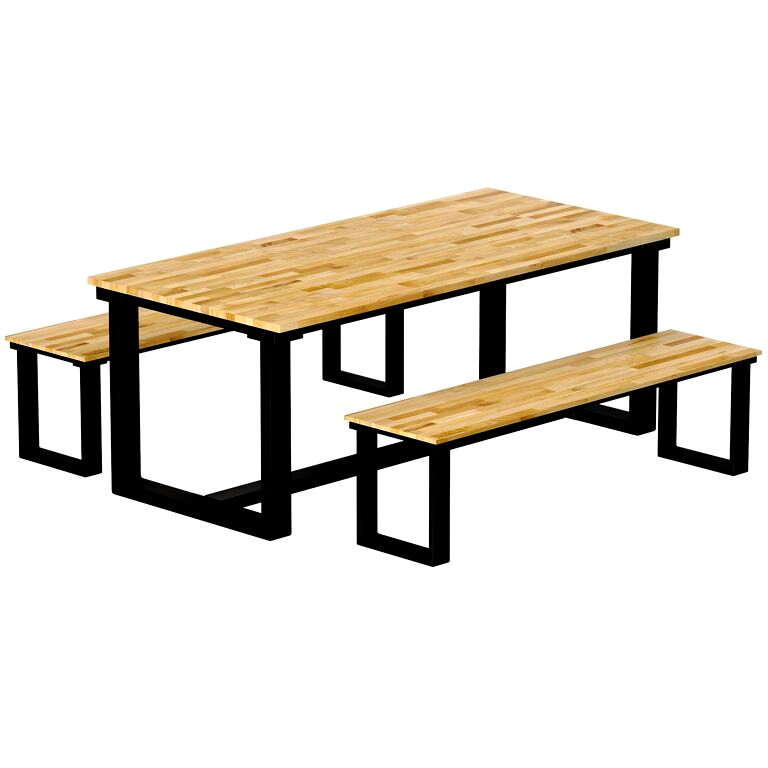 Dining table for 8 units in oak and Hiba steel (142123)
