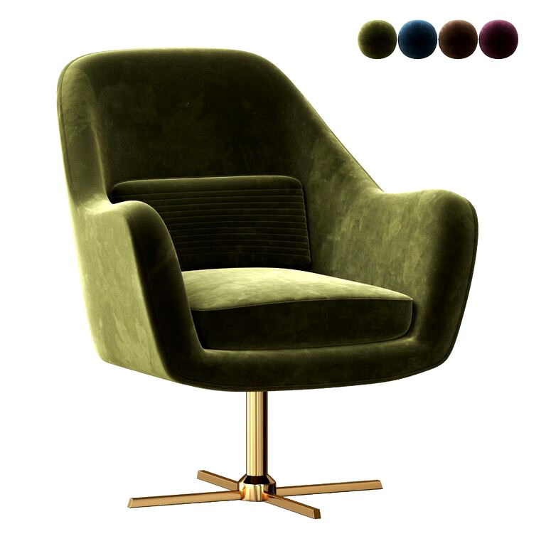 Velvet Swivel Lounge Armchair (141777)