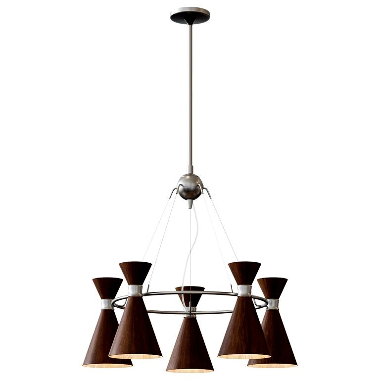 Kovacs 5 Light 1-tier chandelier with shabby koa shade from the Conic collection (139207)
