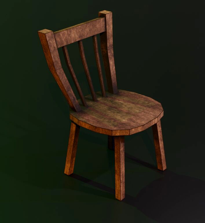 A wooden chair with scuffs and abrasions (136878)