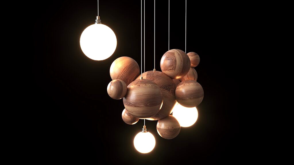 Pendant Lamp Made Of Wooden Balls Lampatron Helsin (130467)