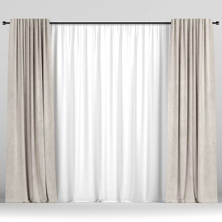Brown Curtains with tulle (129997)