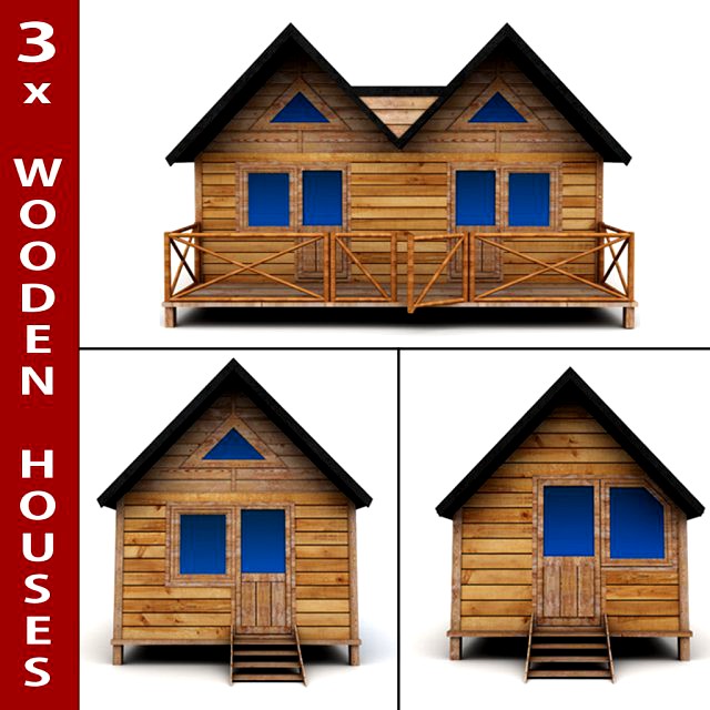 Wooden Houses Pack 3D Model