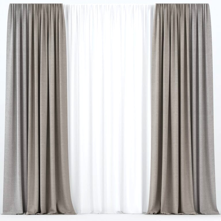 Brown curtains with tulle (125558)