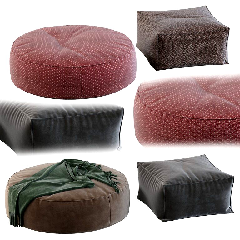 Orlando Seamed Square and Round Ottoman (123611)