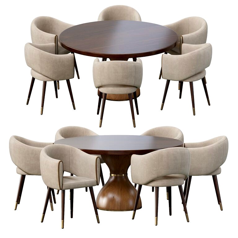 Grace Armchair And Point Reyes Botticelli Large Round Dining Table (119233)
