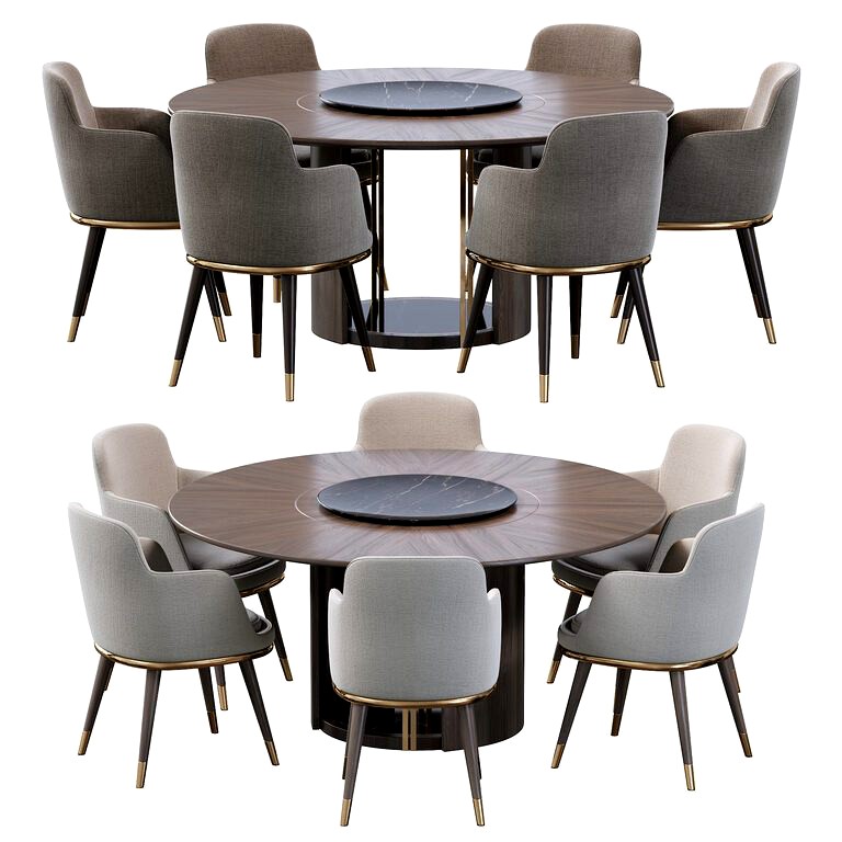 Sendai Round Dining Table and Misool Dining Chair (115933)