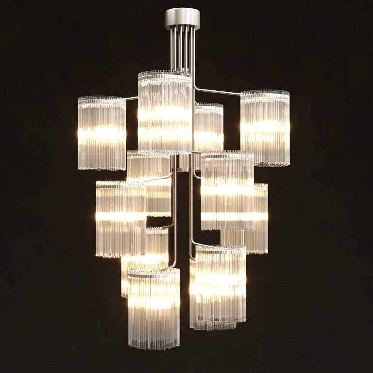 Van den Akker Large twelve light hanging glass chandelier (114955)