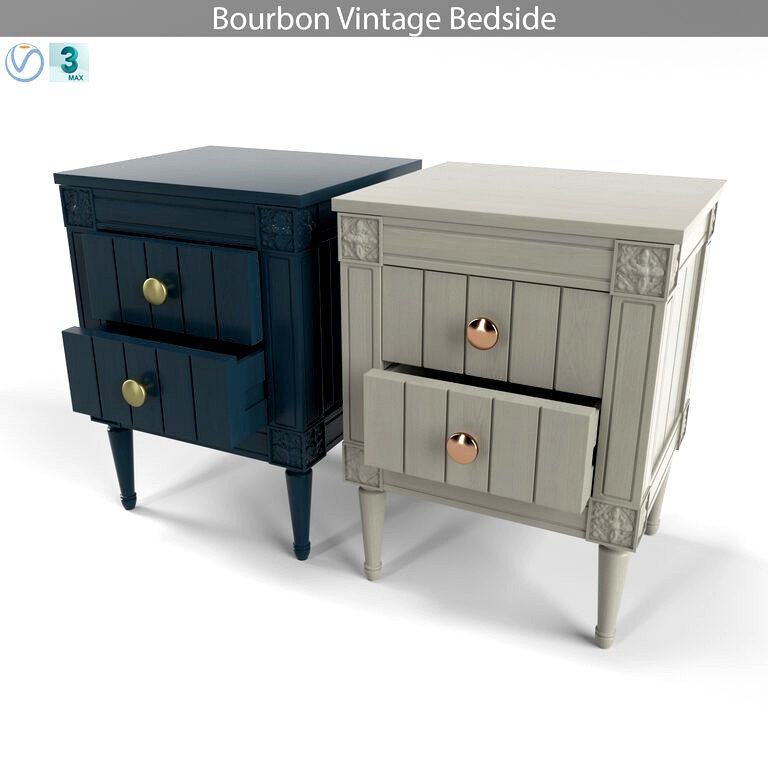 Vintage Bourbon bedside tables in gray and navy color  (110635)