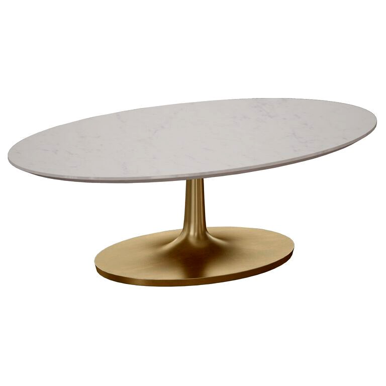 Nero White Marble Oval Coffee Table (110495)