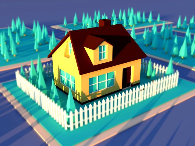 Cute cartoon private house