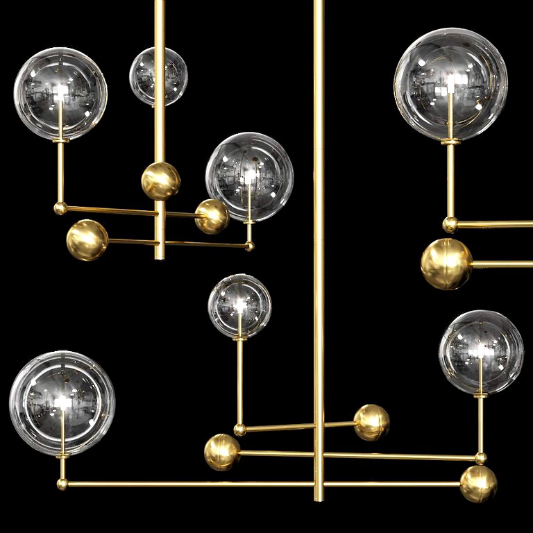 Restoration Hardware Glass Globe Mobile CHANDELIER 46 Brass (106740)