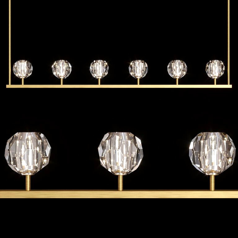 Restoration Hardware BOULE DE CRISTAL LINEAR CHANDELIER 60 Brass (106699)