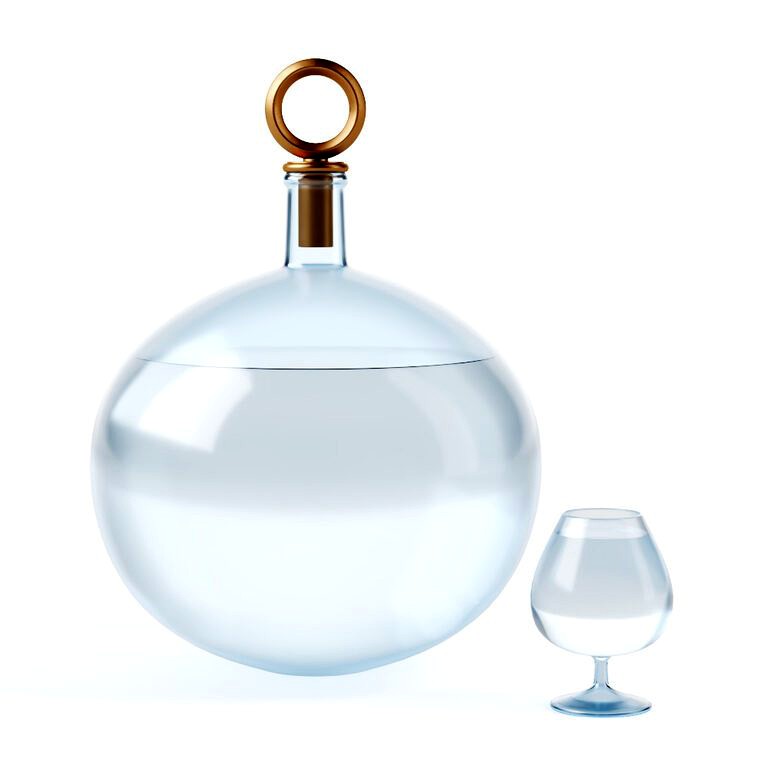 Glass round carafe and a glass of water (106664)