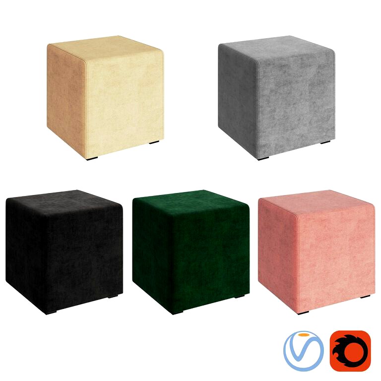 Set of colored square ottomans (102161)