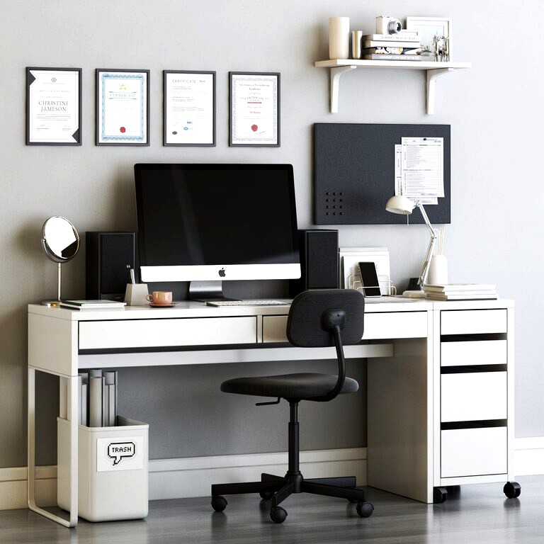 Ikea micke Workplace with Decorative Set (67450)