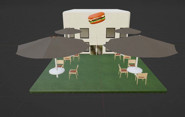 Summer area of a burger cafe