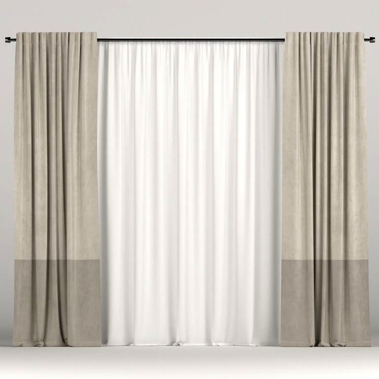 Brown curtains with tulle (43646)
