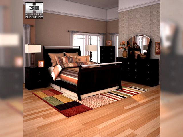 Ashley Pinella Sleigh Bedroom Set 3D Model