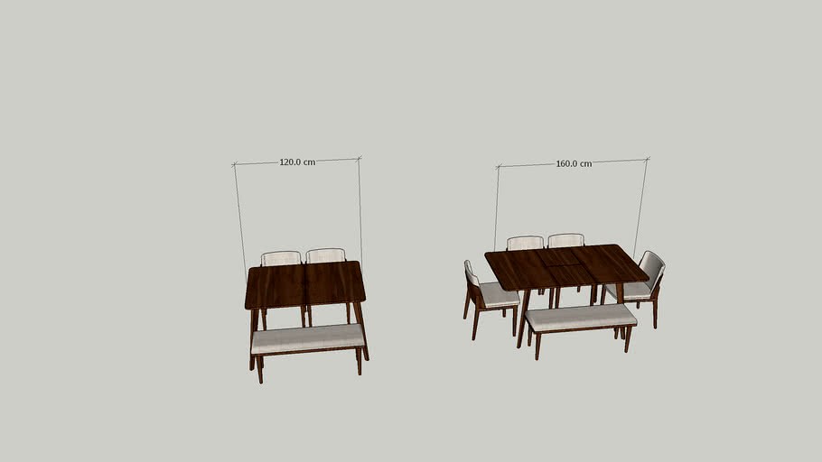 Extendable Dining Table 120160cm 3d model