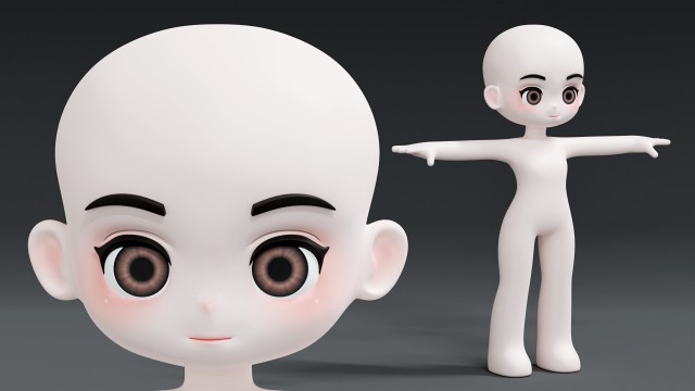 Base Model Cartoon Character Low-poly