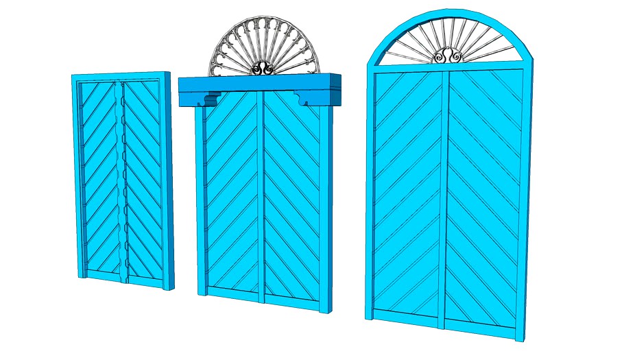 Wooden door for store or warehouse 3d model