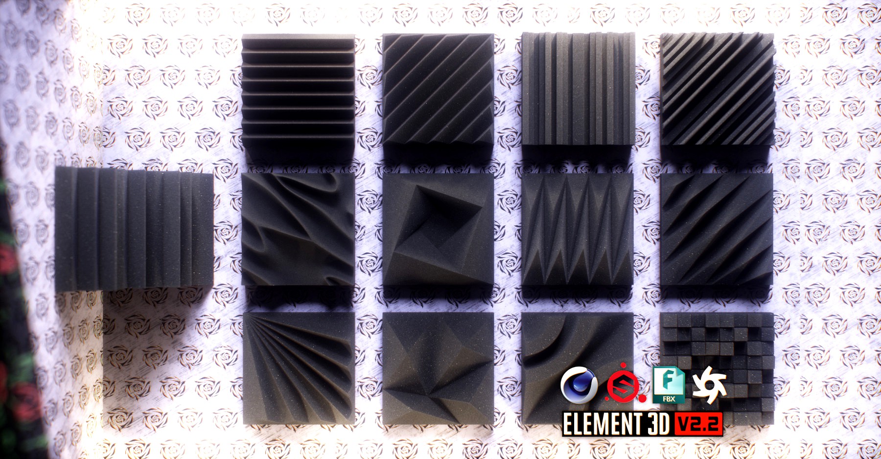 Acoustic Panels Kitbash Pack 3D Models