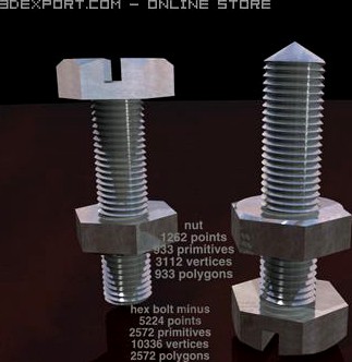 Hex bolt minus 3D Model