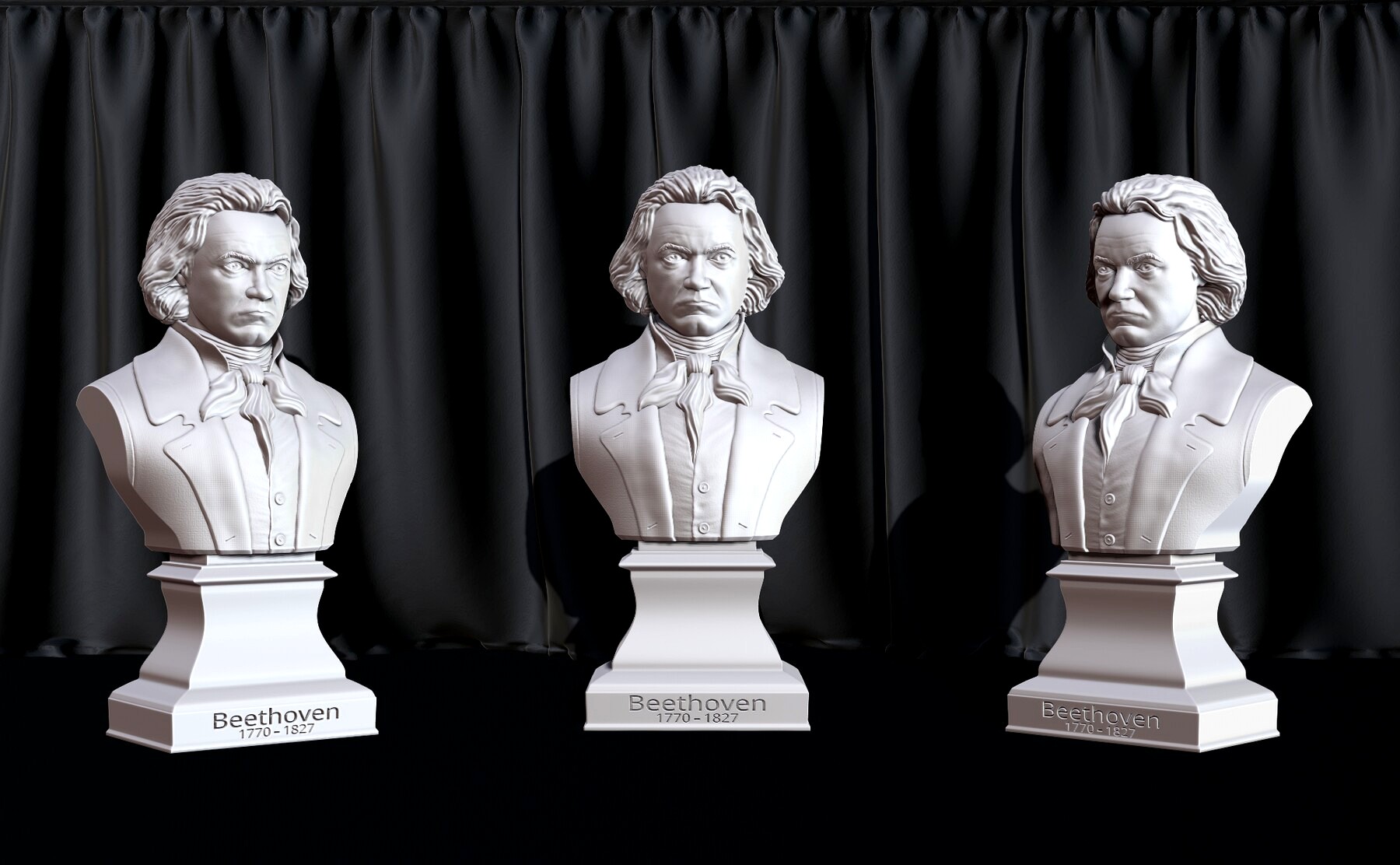 Ludwig van Beethoven Bust Model Printing Miniature Assembly File STL-OBJ for 3D Printer FDM-FFF DLP-SLA-SLS