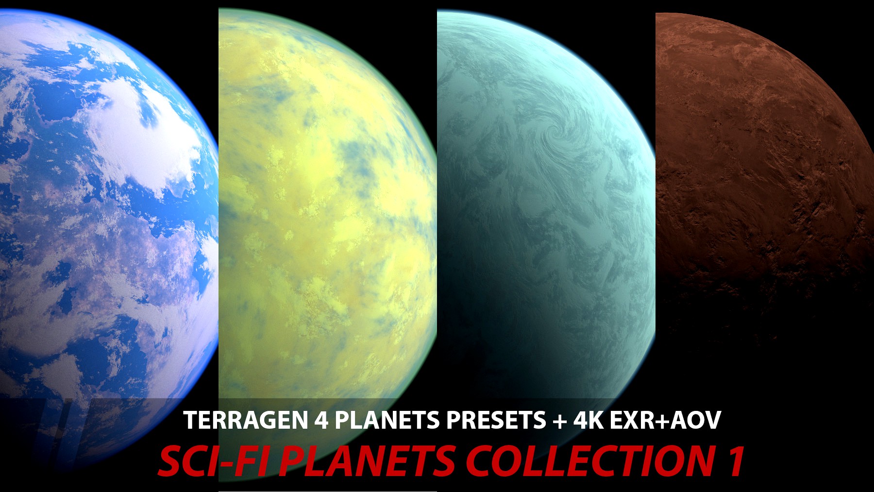 Terragen 4 SCI-FI Planets presets+ 4k EXR+AOV