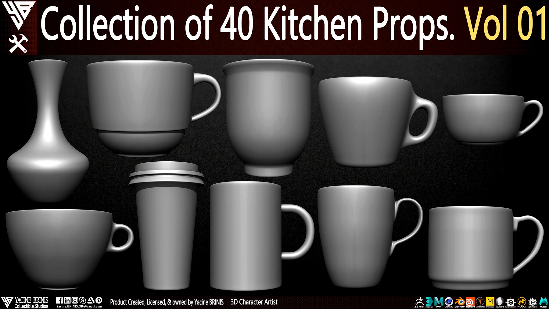 Collection of 40 Kitchen Prop Dishes Vol 01