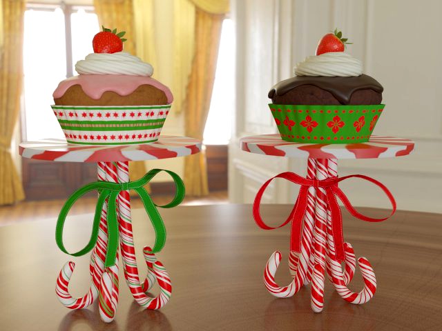 Muffins on a caramel stand