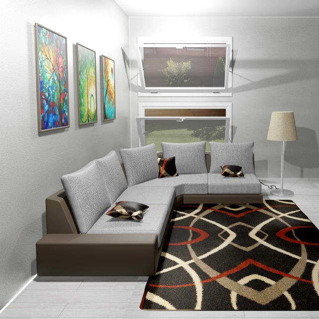 Living or living room drawn in 3d
