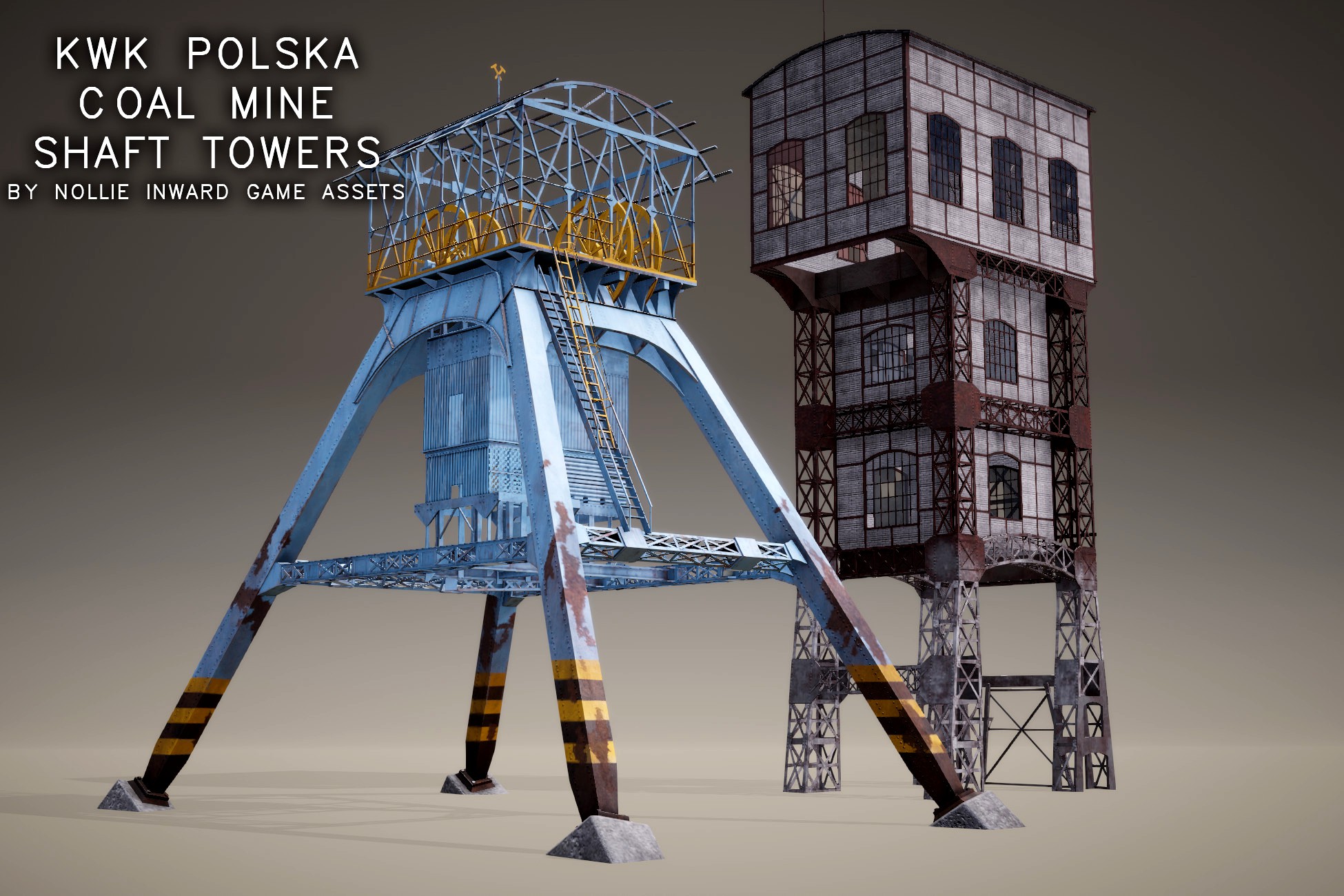 KWK Polska Coal Mine Shaft Towers 3d model