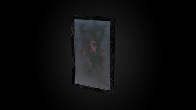 Old bloody shabby cracked mirror Low-poly