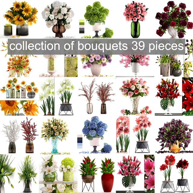 Collection of bouquets 39 pieces