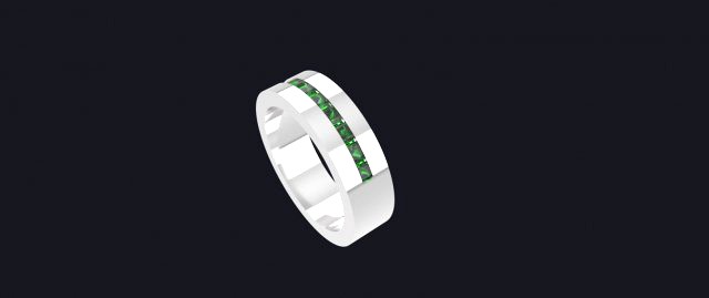Ring with emeralds 3D