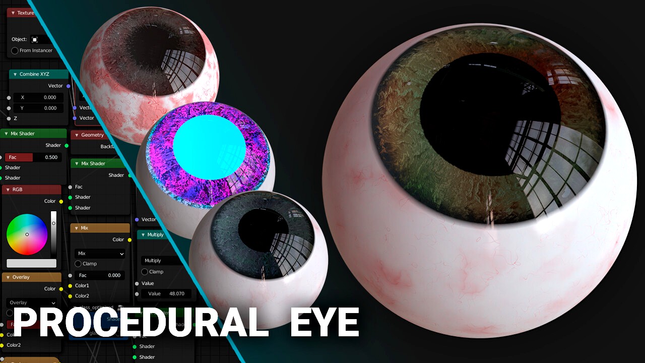 Procedural eye material (for Blender Cycles) 3d model