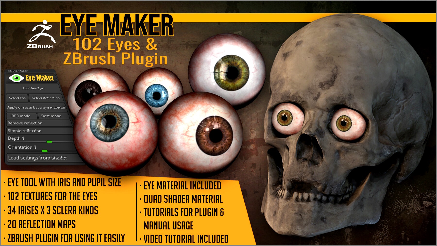 Eye Maker: 102 Eyes and ZBrush Plugin